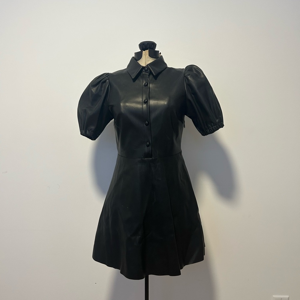 Zara Black Leather Mini Dress